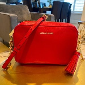 Michael Kors Ginny Red Tassled Crossboddy Purse